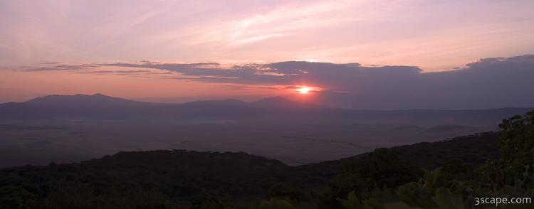 Panoramic - Sunset over Ngorongoro crater