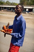 This guy sold us some red bananas