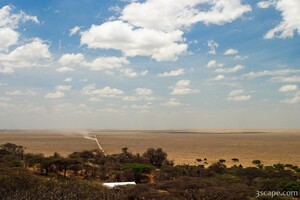 The long dusty road leading into Serengeti National Park