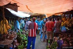 Markets stretched for a few blocks - this American flag shirt is unusual for an area populated by mainly Muslim people