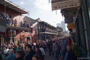Bourbon Street filling up with people