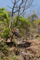 Sliding down the zipline