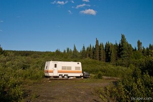 Camper at our campsite near Lac Barbel