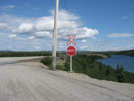 One of many railroad crossings between Gagnon and Fire Lake