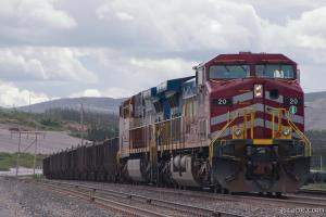 Very long train filled with iron ore