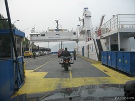 Next: Getting on a ferry at Tadoussac, Quebec