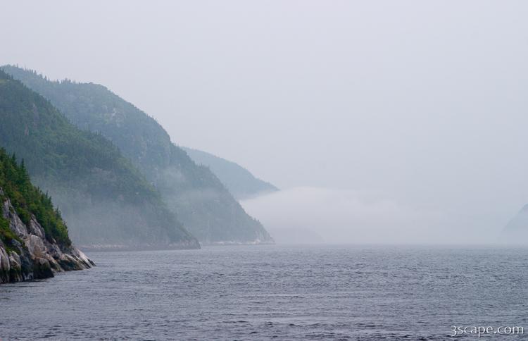 Foggy fjord in Tadoussac, Quebec