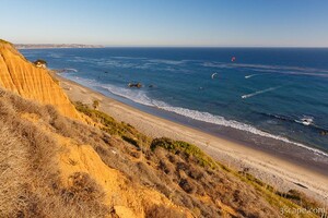 Kite boarding on the southern California coast Kite boarding on the southern California coast