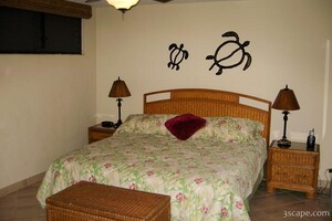 The master bedroom at the condo