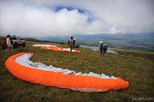 Paragliders taking off from Haleakala