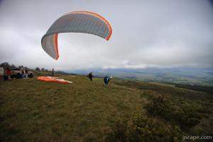 Paragliders taking off from Haleakala