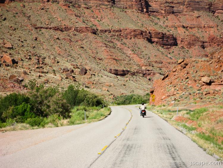 Motorcycle riding in canyon country