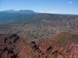 View of La Sal mountains and the canyonlands from Top of the World