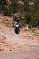 Falke maneuvering his BMW R1150GS on the slickrock