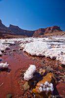 Salt encrusted creek near the evaporation ponds