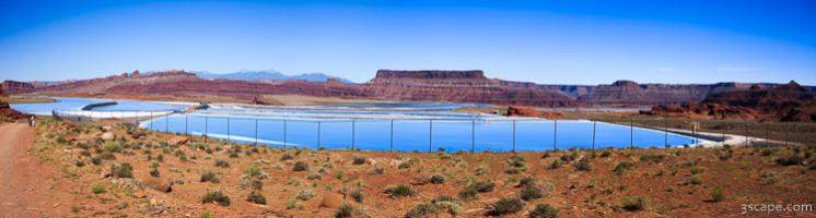 Panoramic of salt evaporation ponds along Potash Road