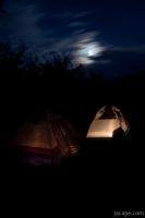 Night shot of camp site at Goose Island