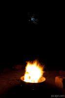 Campfire and moonlight