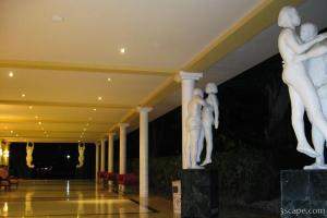 Hallway and statues at the resort