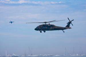 Army UH-60 Black Hawk Helicopter and B1-B Lancer Army UH-60 Black Hawk Helicopter and B1-B Lancer