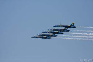 Blue Angels in tight formation