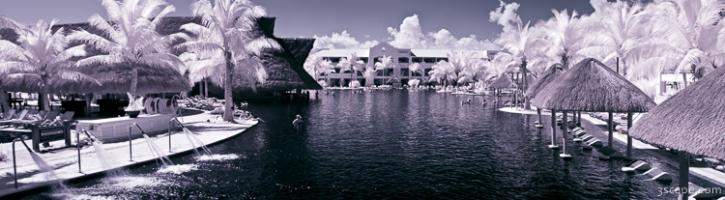 Panoramic of main pool area in Infrared