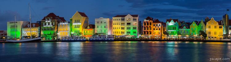 Willemstad Curacao at Night Panoramic