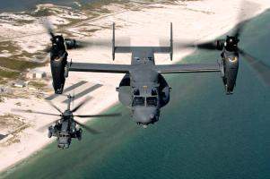 CV-22 Osprey and an MH-53 Pave Low
