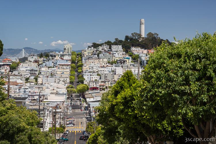 Lombard Street and Coit Tower on Telegraph Hill