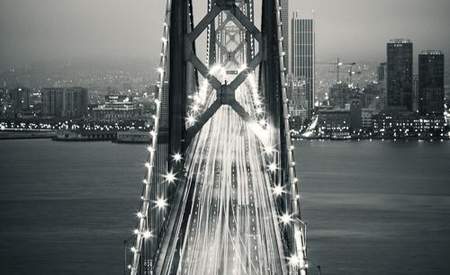 San Francisco-Oakland Bay Bridge BW Framed Print