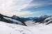 Panoramic view from Jungfraujoch (Monch on left, Jungfrau on right)