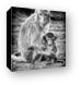 Mother and Baby Monkey B&W Canvas Print