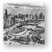 Soldier Field and Chicago Skyline Black and White Metal Print