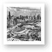 Soldier Field and Chicago Skyline Black and White Art Print