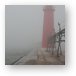 Lighthouse in thick Lake Michigan fog Metal Print