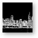 Chicago Skyline Fractal Black and White Metal Print