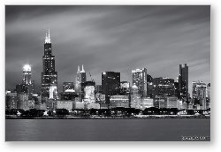 License: Chicago Skyline At Night Black And White 