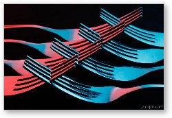 License: Red and Blue Intertwined Forks Abstract