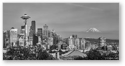 License: Seattle Skyline and Mt. Rainier Panoramic Black and White