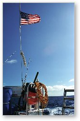License: American flag on the boat stern