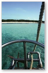 License: View of deserted beach from the sailboat