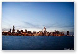 License: Sunset behind Chicago Skyline
