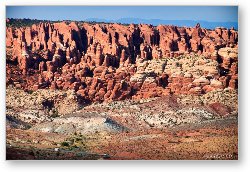 License: Huge rock formations in Arches N. P. (see the road on the bottom?)