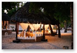 License: These little huts were set up for an exclusive beach side dinner