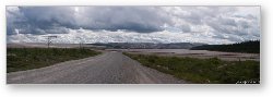 License: Panoramic view of iron mine, lake, and road