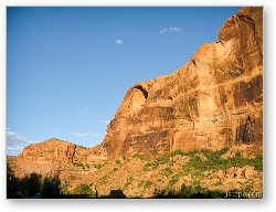 License: Morning light on the rock face above Goose Island campground