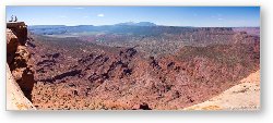 License: Panoramic view of La Sal mountains and the canyonlands from Top of the World