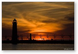 License: Sunset at Grand Haven pier and lighthouse