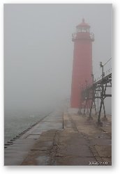 License: Lighthouse in thick Lake Michigan fog