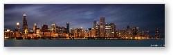 License: Chicago Skyline at Night Panoramic Wide